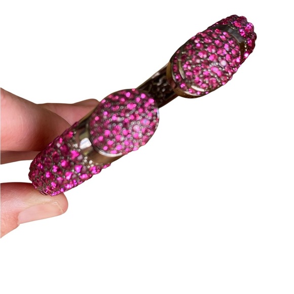 Joan Boyce Vintage Pink Rhinestone Cuff Bracelet - Picture 2 of 5